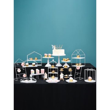 簡約甜品臺擺件展示架子婚禮蛋糕托盤下午茶點心架冷餐茶歇擺臺
