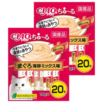 INABA CIAO 啾嚕 肉泥  2包  280g  鮪魚+海鮮綜合