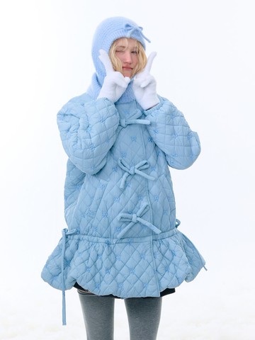 ziziFei秋冬季美式設計感兜兜下擺中長款加厚保暖棉衣棉服外套女