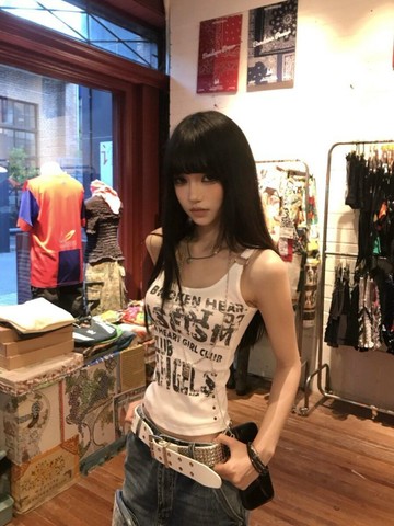 美式復古字母印花吊帶背心女 夏季辣妹修身百搭無袖內搭疊穿上衣 YC162