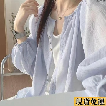 台灣限時熱賣 多巴胺通勤穿搭雪紡襯衫女疊穿寬鬆遮肉顯瘦防曬長袖襯衣外搭開衫