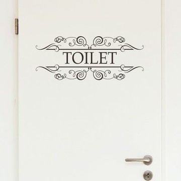 【MR.ZAKKA】創意萬用裝飾貼紙-標示系列 古典花邊Toilet 居家布置 DIY可移式壁貼 無痕壁貼 牆貼