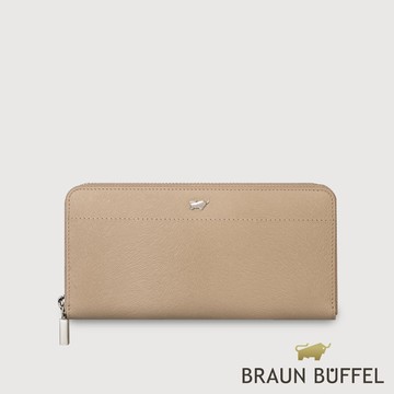 【BRAUN BUFFEL 德國小金牛】台灣總代理 依雅娜 8卡拉鍊長夾-奶茶棕/BF853-602-SVM