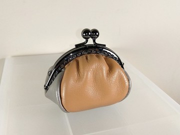 橘的配色真皮錢包(口金包款)