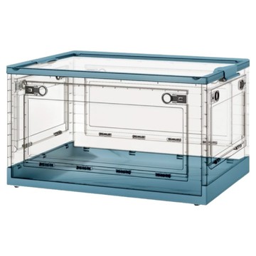 ONE HOUSE 五開門大容量巨無霸折疊收納箱 OH-Q210 100L  透明箱體 + 莓果藍  66 x 47 x 38.5cm  1個