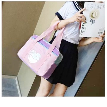 粉紫撞色日系JK學生書包