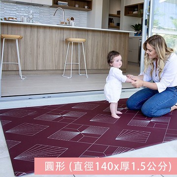 澳洲 Mikro Australia - 精緻美學地墊 - Burgundy Deco 線性之美-勃根地紅-圓 (直徑140x厚1.5公分)