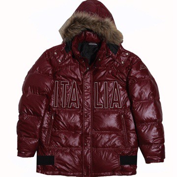 KAPPA義大利高保暖長版羽絨休閒外套~暗紅