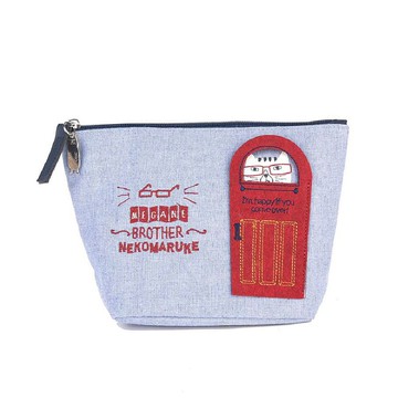 Kusuguru Japan小物收納包 零錢包 吸鐵磁開關門造型包 -藍色