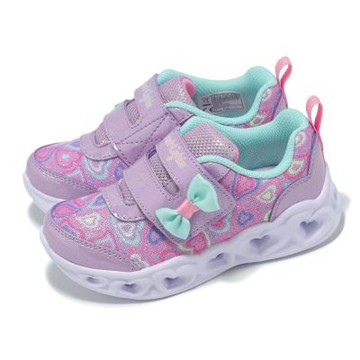 Skechers 燈鞋 S Light-Heart Lights 小童 學步鞋 紫 藍 魔鬼氈 閃燈 發光 休閒鞋 303258NLVMT