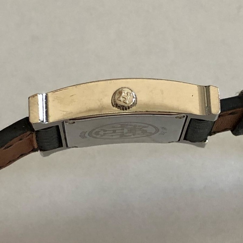 HERMES エルメス Hウォッチ SS 革ベルト 銀文字盤 HH1.210