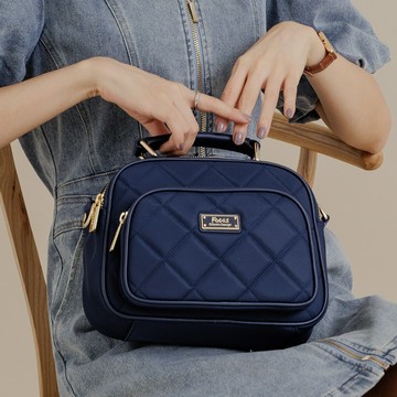 FOCUS菱格輕量防潑水真皮拼接尼龍包/手提/斜背/保齡球包-【共3色F7660】