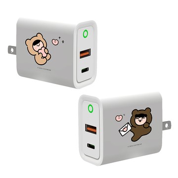 【插畫家聯名】蛋塔熊妹互相傳情USB3.0+PD20W雙孔充電器