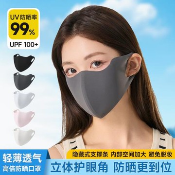 防曬口罩男女防紫外線2025新款夏季冰絲輕薄透氣高顏值護眼角面罩