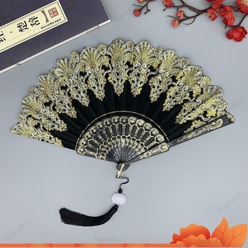 本土出貨🔥lolita扇子蕾絲舞蹈哥特闇黑漫展旂袍道具複古歐式折扇 CD0A
