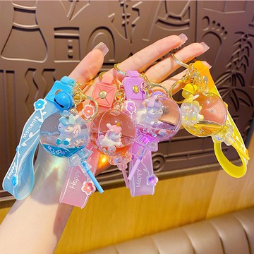吊飾 鑰駛圈 創意卡通入油漂浮棒棒糖獨角獸鑰匙扣 潮流時尚汽車掛件 包包配飾
