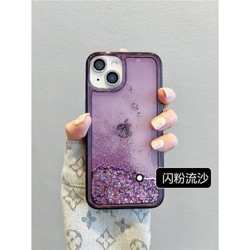 適用蘋果15promax手機殼iPhone17高級感閃粉流沙13網紅新款12個性簡約創意16防摔保護套14pro透明硅膠max爆款