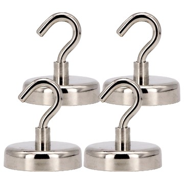 超強力磁鐵掛勾 可拆卸 戶外居家兩用  4個  Silver