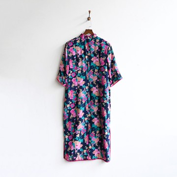 【蛋植物古著】春曲紗質印花古著旗袍