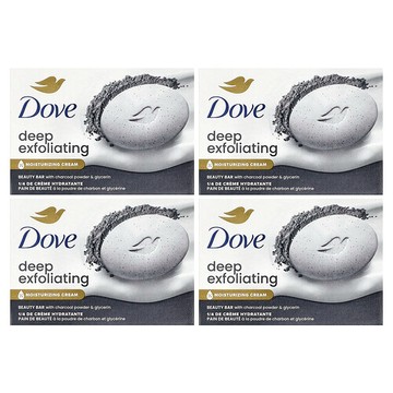 Dove, 深層去角質美容皁（含木炭粉和甘油），4 塊，每塊 3.75 盎司（106 克）