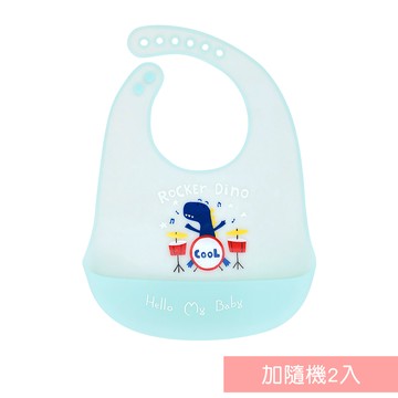 Muslin Tree - 【3入】 防水圍兜 嬰兒圍兜  果凍透明款 拉扯不易斷 可調圍脖-恐龍鼓手+隨機2入 (31*22cm...