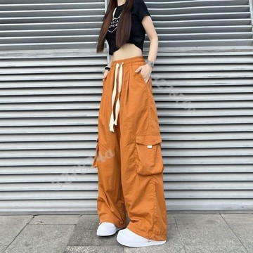 新款💖寬褲女 韓版日系街頭褲子oversize寬鬆闊腿工裝褲男女ins潮牌街舞褲拖地長褲 寬褲女 高腰寬褲 微喇叭褲