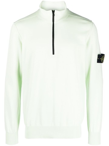 Stone Island - compass-patch zip-up sweatshirt - men - Cotton - XXL - Green