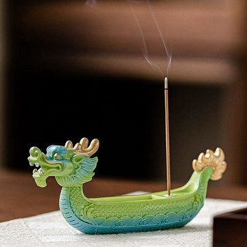 🚀臺灣出貨🚀龍舟香插中式茶桌香薰擺件家用線香爐端午送禮禮品香託座茶道擺件