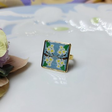 白露 節氣花磚 手作 戒指 徽章 別針