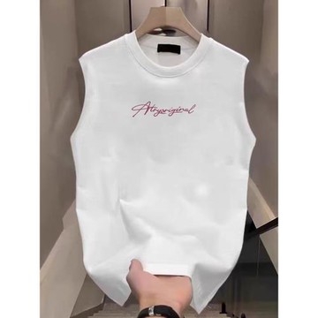 白色背心男無袖t恤簡約純棉夏季2025新款無袖t恤休閑運動坎肩汗衫