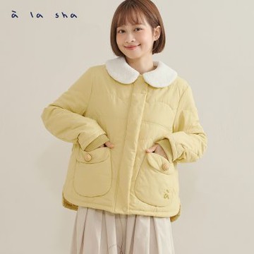 a la sha 毛毛小熊領鋪棉外套