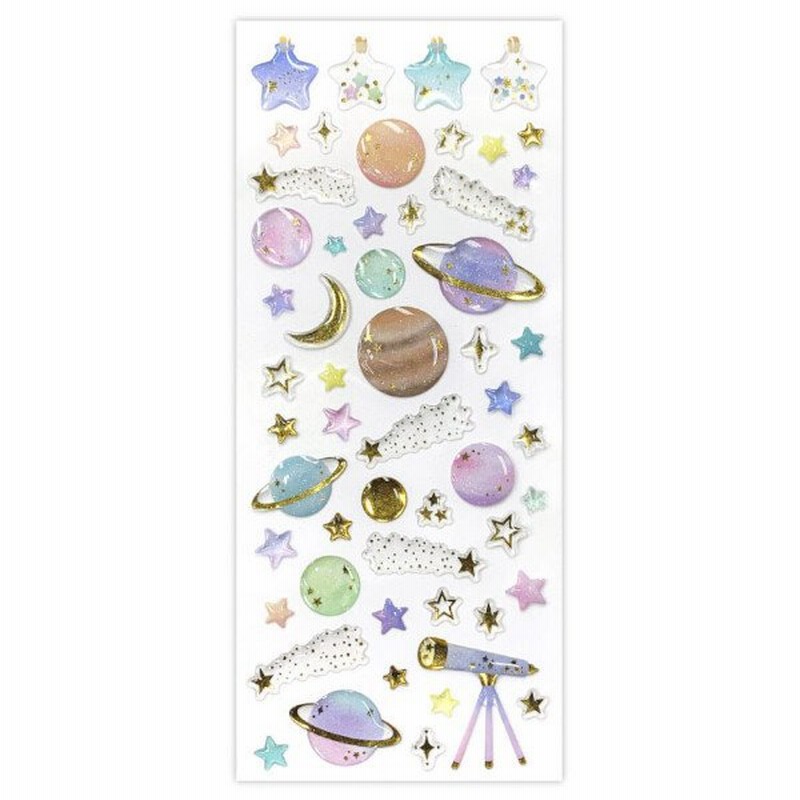 ドロップシール 宇宙 ぷっくり 可愛い 惑星 流れ星 ラメ キラキラ 銀箔押し加工 樹脂シール 通販 Lineポイント最大0 5 Get Lineショッピング