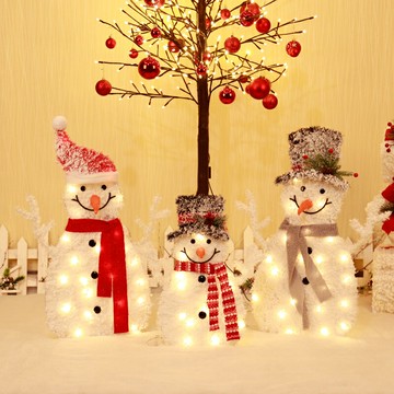 聖誕節發光雪人鐵藝帶燈禮物盒麋鹿公仔商場櫥窗場景裝飾布置擺件 雙11全館免運