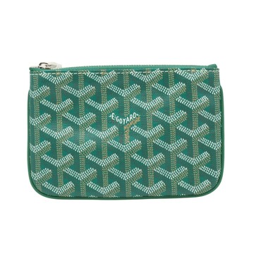 GOYARD 高雅德 綠色 Goyardine 帆布 Senat Mini Pouch 拉鍊零錢包 SENAT2MINTY09CL09P 【二手名牌BRAND OFF】