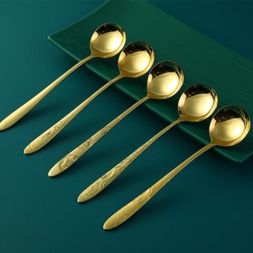 純銅勺子吃飯用黃銅飯勺家用長柄勺調羹勺兒童湯勺純手工真銅餐具