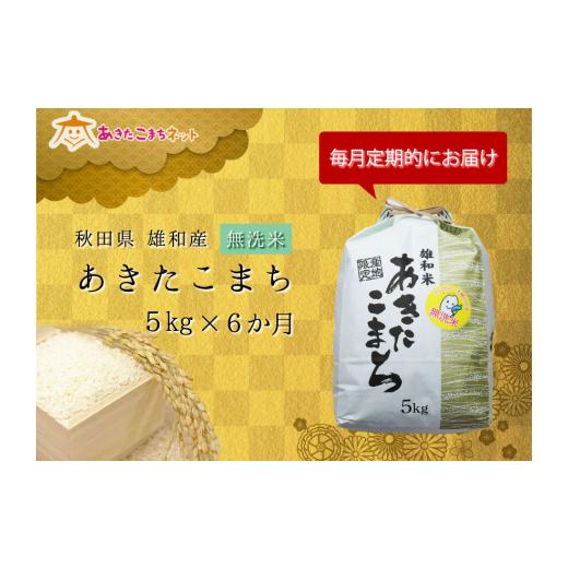 ふるさと納税 秋田県 秋田市 秋田市雄和産あきたこまち清流米5kg(無洗米)×6か月（半年分）