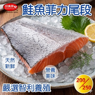 【田食原】新鮮智利鮭魚菲力尾段 200g-250g 帶皮去鱗 新鮮好吃 超值划算 冷凍海鮮水產 菲力