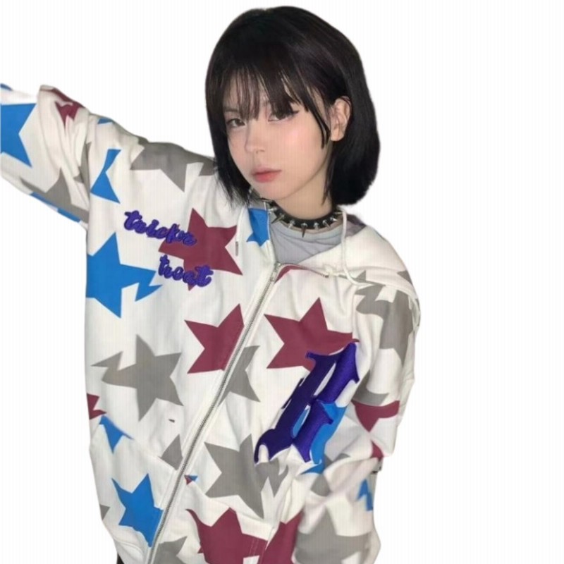 星柄 ジップパーカー 総柄 パーカー ダンス レディース 衣装 フーディー 星 羽織り ジップ アウター 秋冬 春 かっこいい おしゃれ ゆったり 通販 Lineポイント最大5 0 Get Lineショッピング