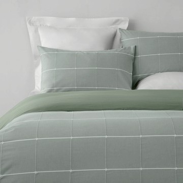 (組)奧可利十字色織純棉床被四件組加大雙人 綠