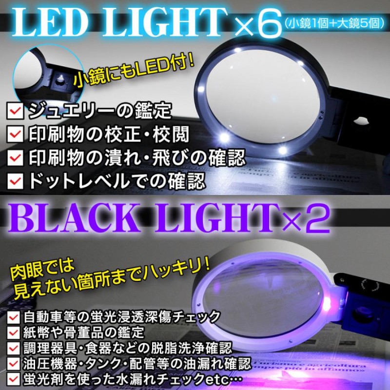 拡大鏡 ルーペ 手持ち スタンドルーペ 倍率3.5倍&25倍 2種類レンズ LED