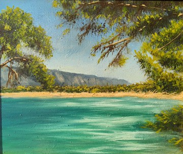 海灘畫海景原創藝術義大利海岸原創藝術品阿瑪菲