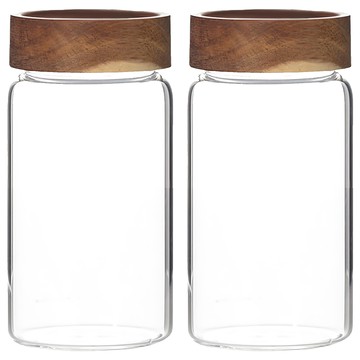 WORTH IT 渥思 日式相思木密封玻璃罐 580ml 食品收納罐  2個  2 個容器 + 2 個蓋子