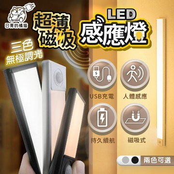 【日青的橘貓】超薄磁吸感應燈 白光/暖光/中性光 自由切換 紅外線人體感應燈 廚房臥 感應燈條 小夜燈 感應燈