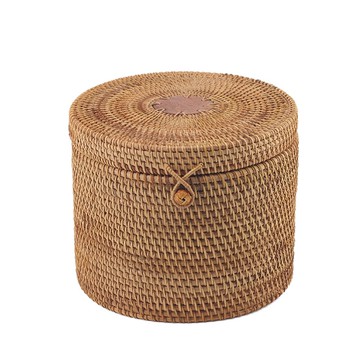 昱器 七子餅茶葉罐秋藤編織普洱茶餅茶盒白茶包裝收納筐儲存茶桶