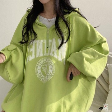 🎈流行女裝🎈連帽衛衣女設計感外套拉鍊開衫春秋冬季薄款寬鬆bf慵懶風加絨大碼