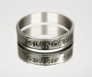 冰島硬幣戒指 1 皇冠 1989-2011 冰島硬幣項鍊女士硬幣戒指