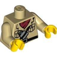 LEGO零件 Torso Safari Shirt with Red Scarf Belt and Water Bottle Pat 沙色