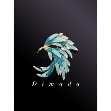 D.M.D/迪曼達漸變羽毛胸針高檔女胸花小別針高級感小鳥配飾復古