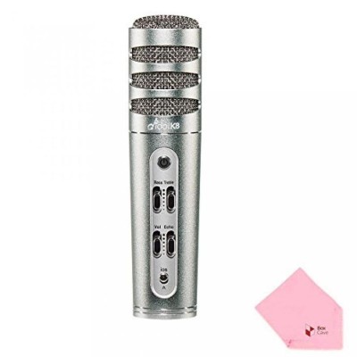 ヘッドセット Full Power idol K8 Plus Personal Portable Karaoke (KTV) Condenser Microphone (Comes W BoxCave Microfiber Cleaning Cloth) (Titanium