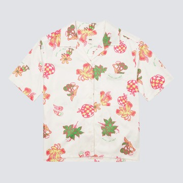 Resort 女款白色滿版印花短袖襯衫